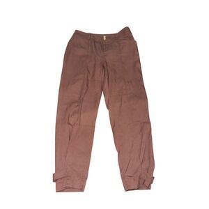 LOFT Women brown High Rise Utility Tapered Ankle Pants Size 4 Double Button